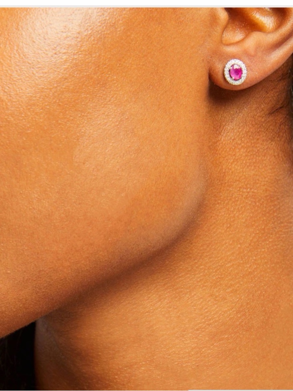 Ruby Red and Diamond Stud Earrings - Picture 4 of 5
